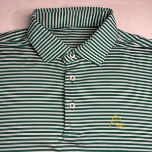 Rhoback Green and White Striped Performance Polo